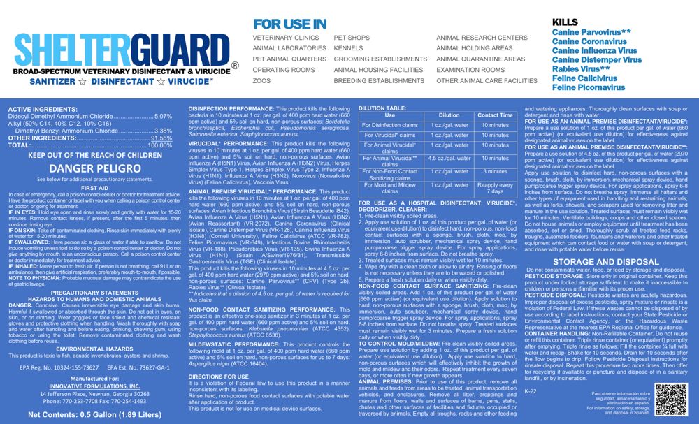 ShelterGuard product label preview